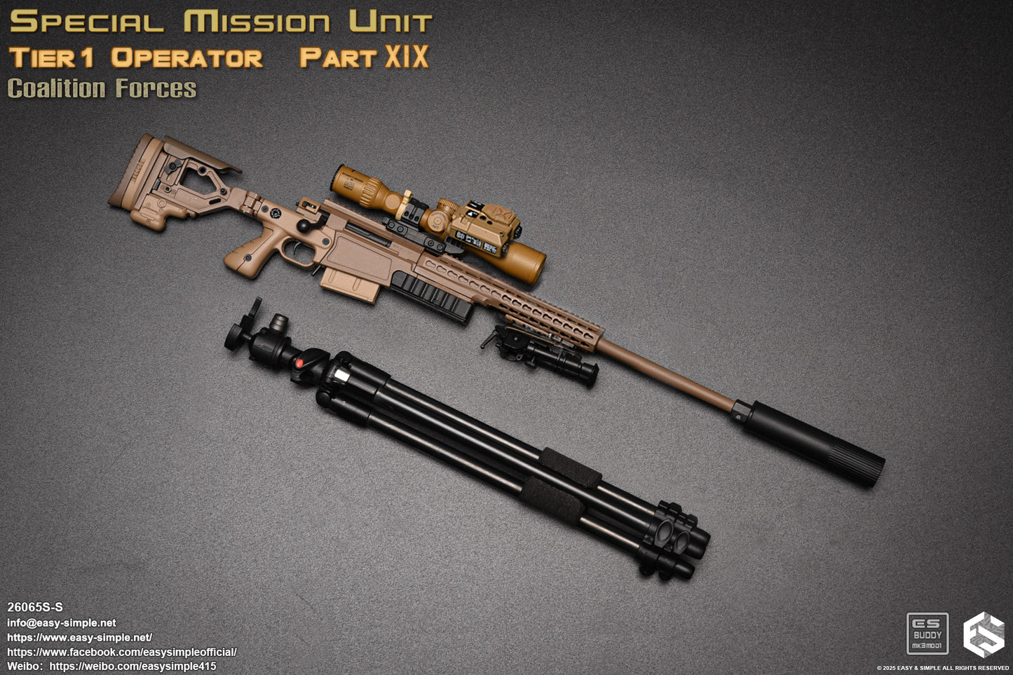 1:6 scale Easy & Simple Coalition Forces SAS AX338 Sniper Rifle for 12" Figures