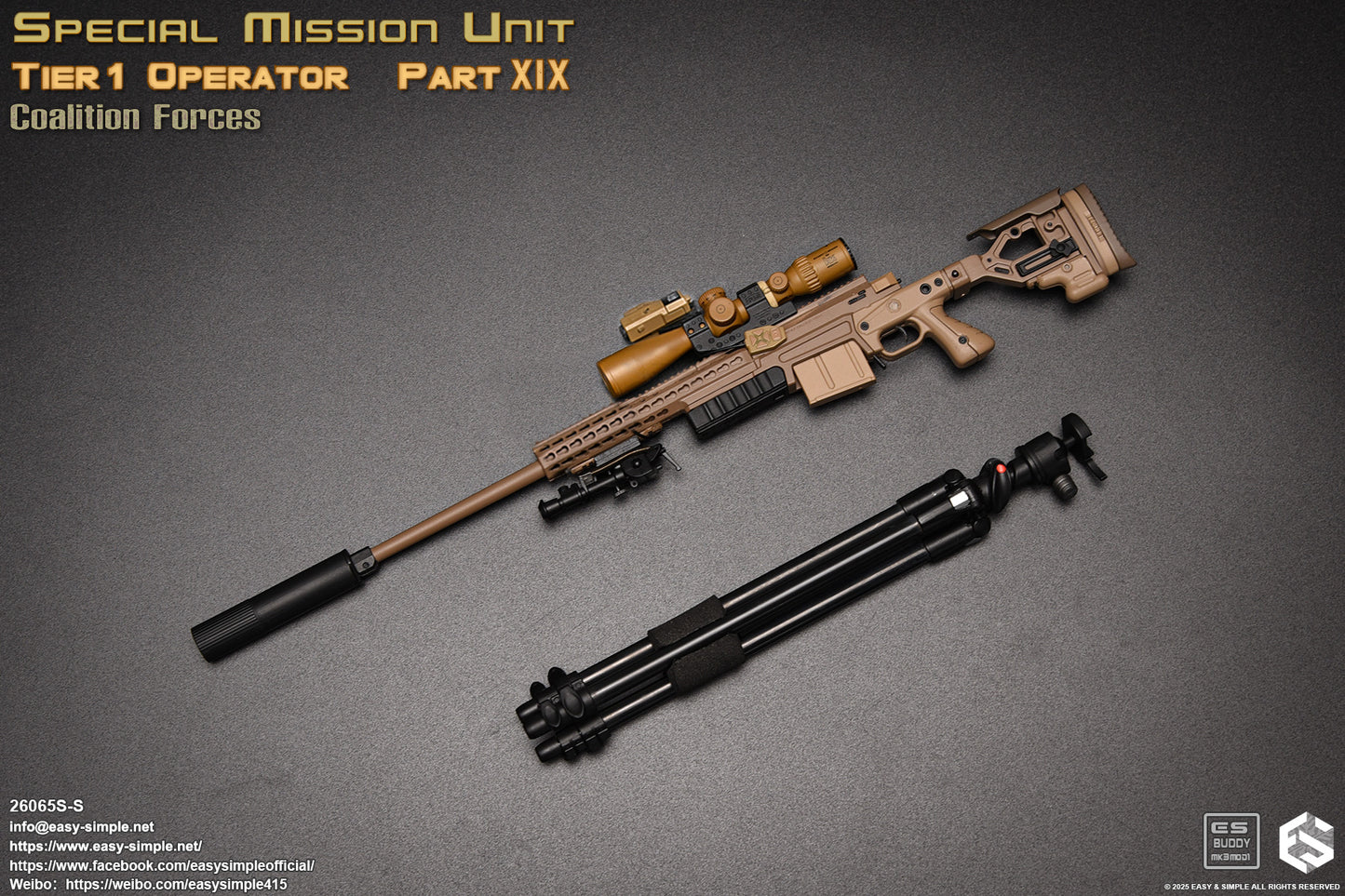 1:6 scale Easy & Simple Coalition Forces SAS AX338 Sniper Rifle for 12" Figures
