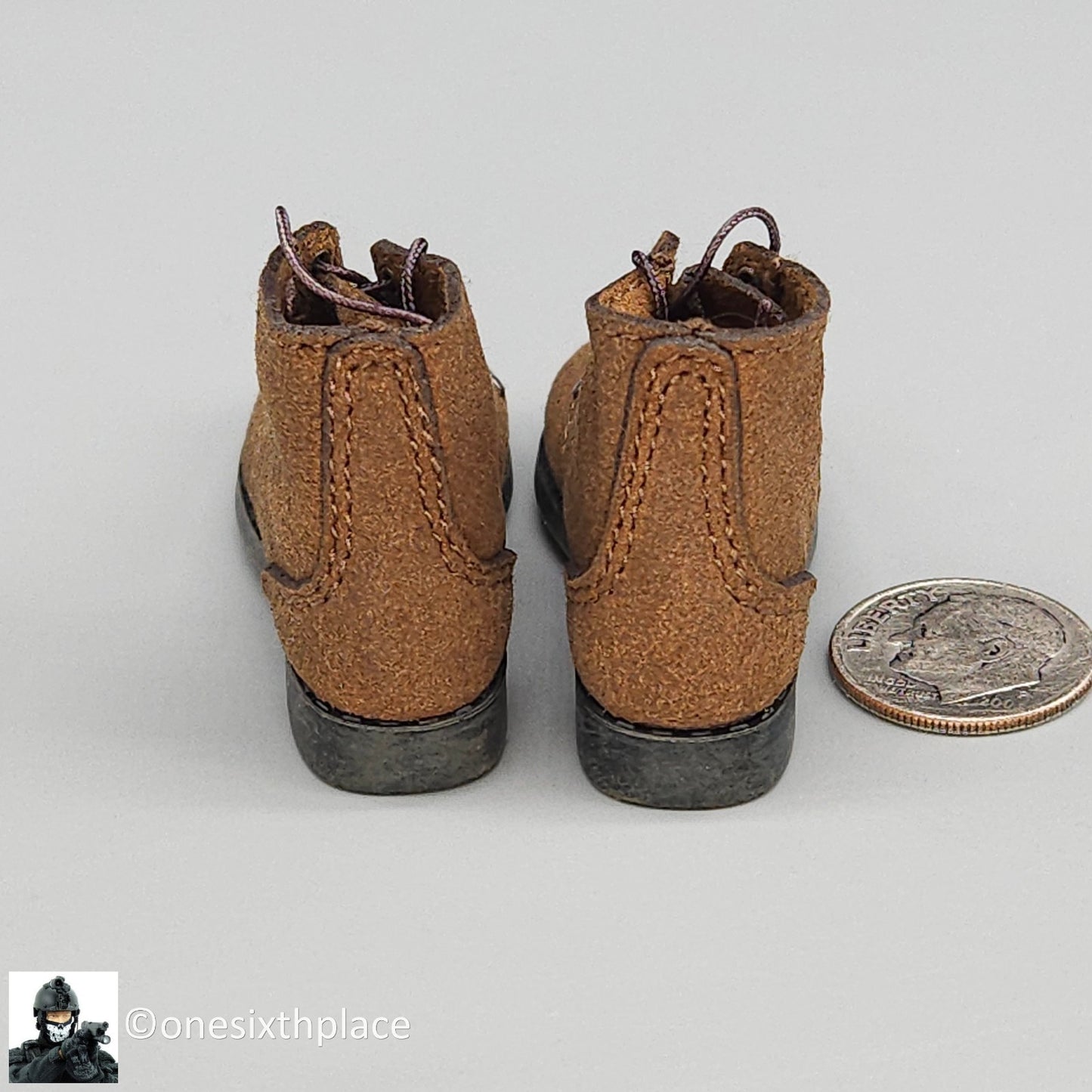 1:6 Facepool WWII USMC Snafu Leather Boondocker Boots (for Feet) for 12" Figures