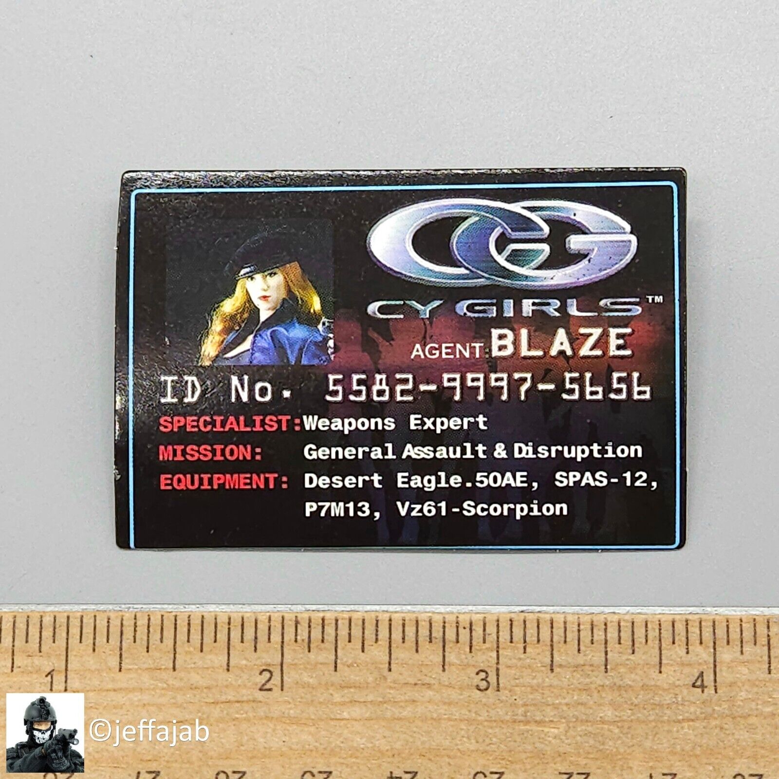 1:6 scale BBI Cy Girl Agent Blaze Collector ID Card for 12" Figures