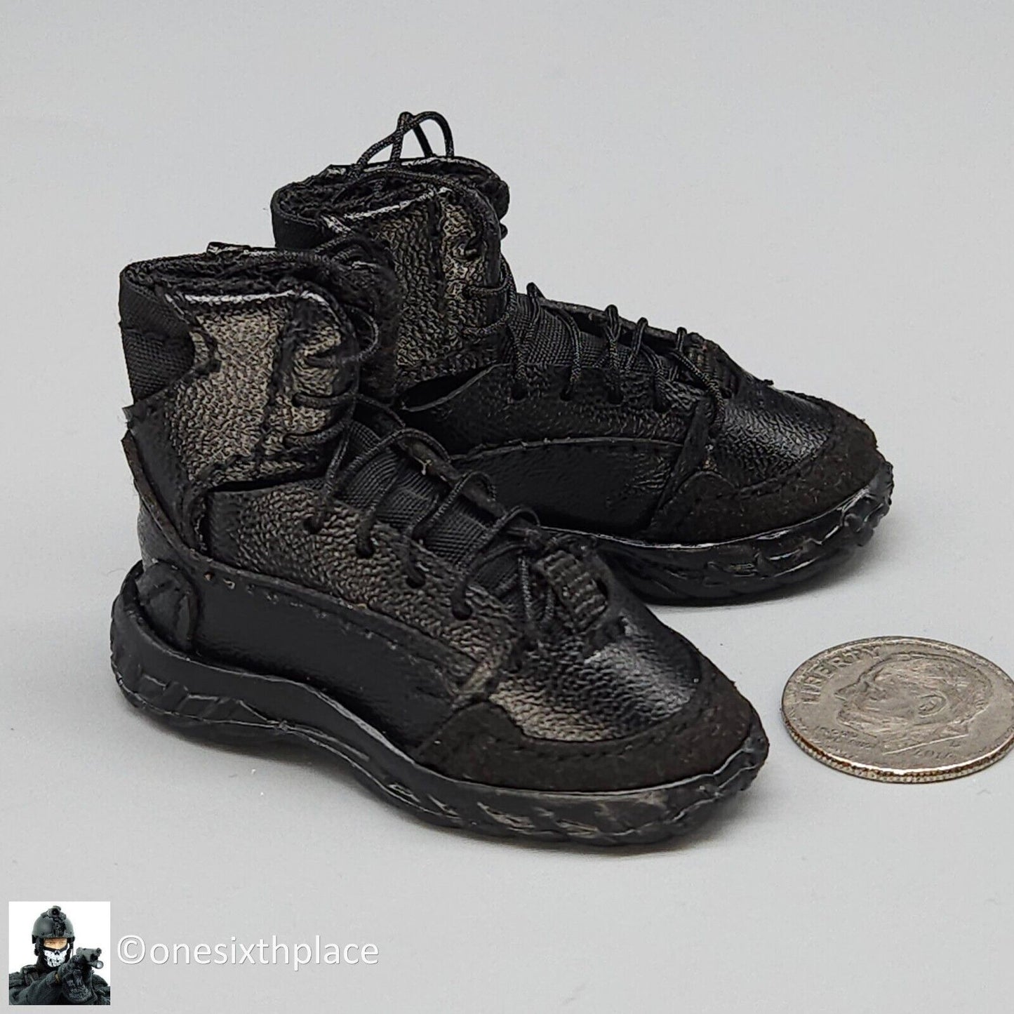 1:6 Mini Times Navy SEAL Special Force HALO Black Boots (Peg Type)