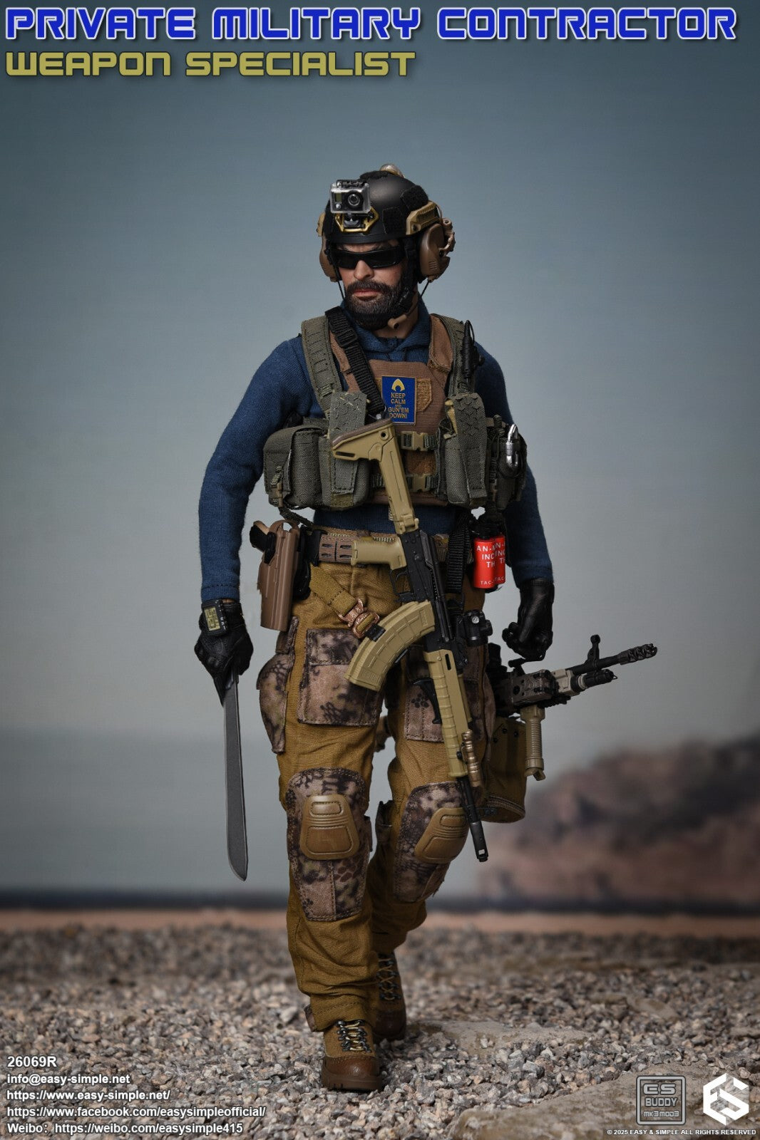 1:6 scale Easy & Simple PMC Weapon Specialist Black Gloved Hands for 12" Figures