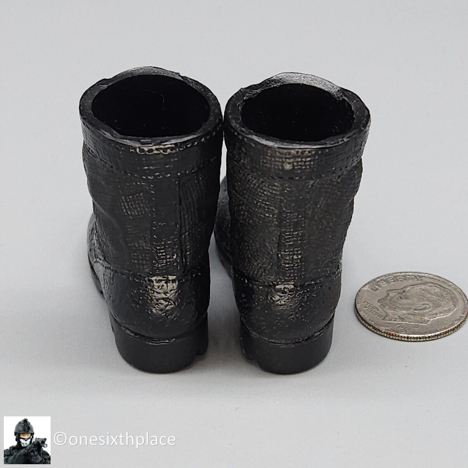 1:6 scale Dragon Ranger Phil Gloss Black Combat Boots (Foot Type) for 12" Figure