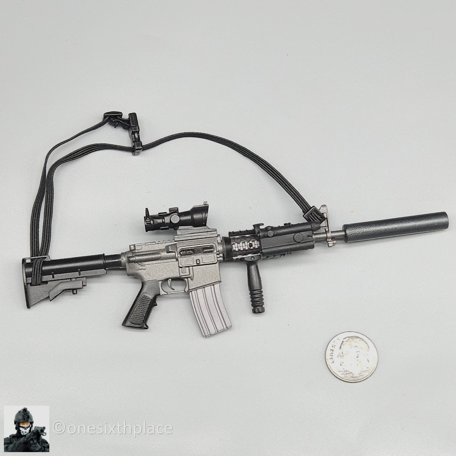 1:6 scale Dragon M4 Rifle w/ ACOG & Silencer for 12" Figures