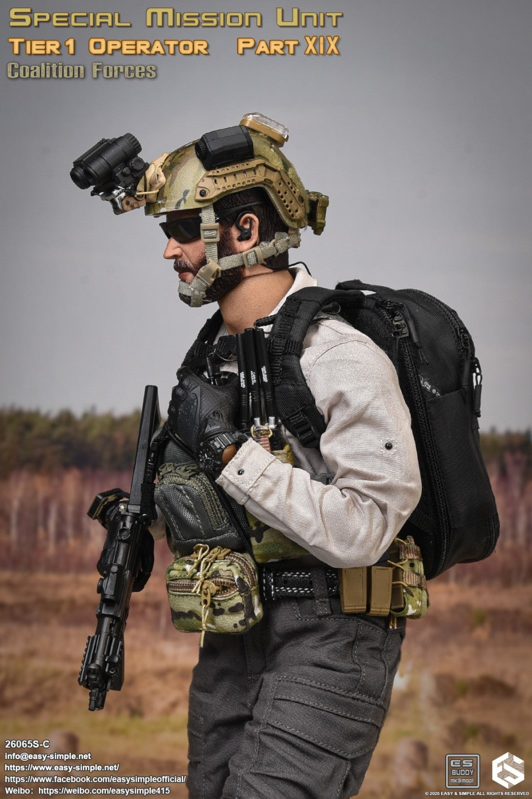 1:6 scale Easy & Simple Coalition Forces Black Backpack for 12" Figure 26065SC