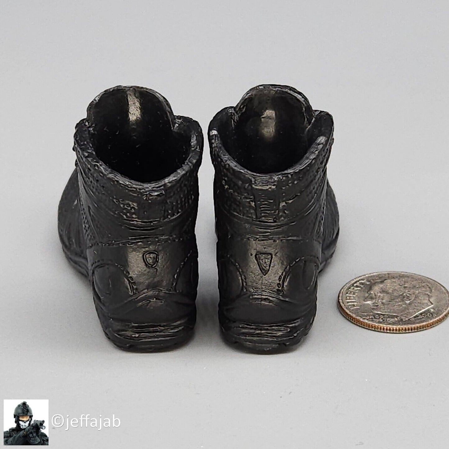 1:6 Flagset Black Molded Tactical Boots (Peg Type) for 12" Figures