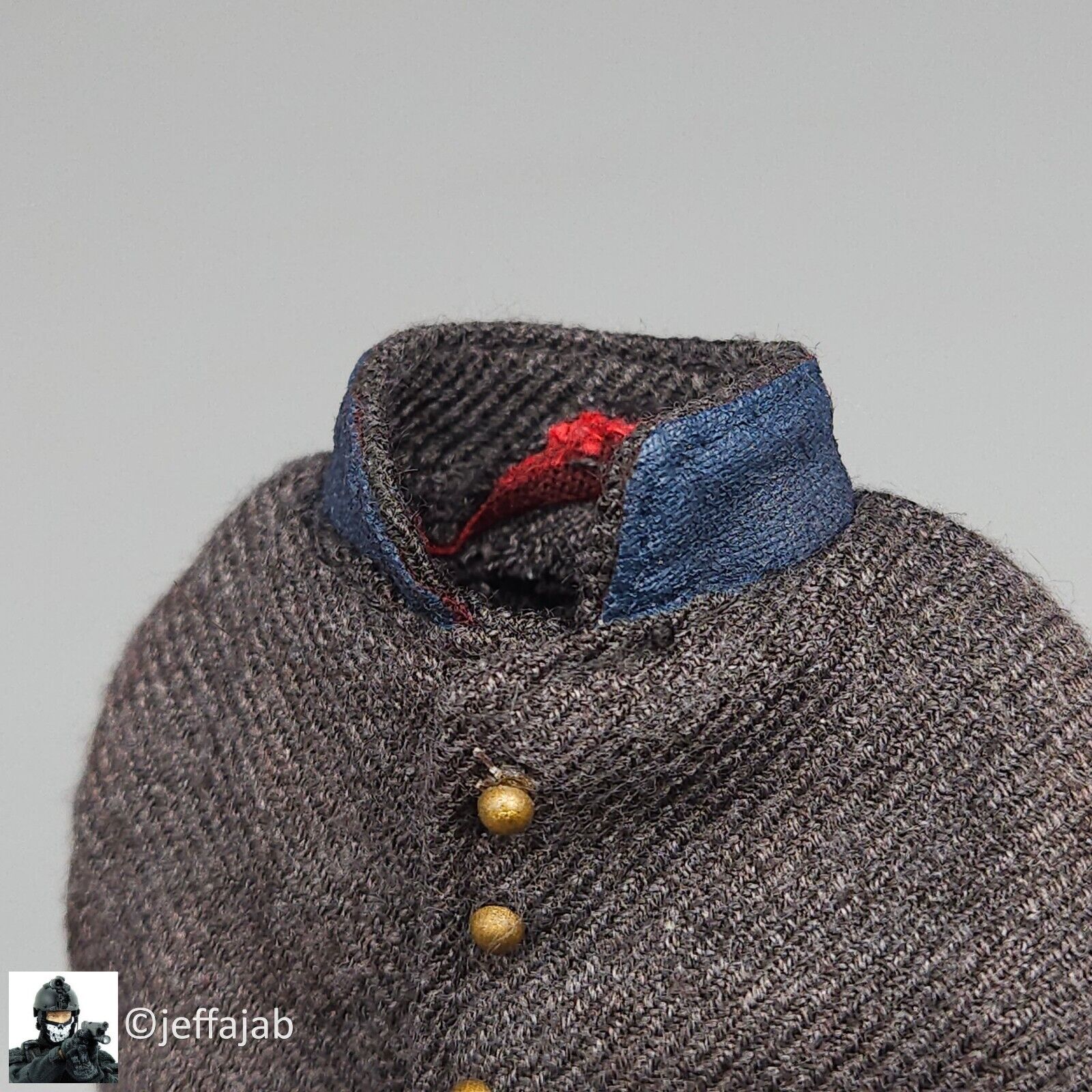 1:6 Sideshow Civil War Confederate Shell Jacket w/ Blue Collar for 12" Figures