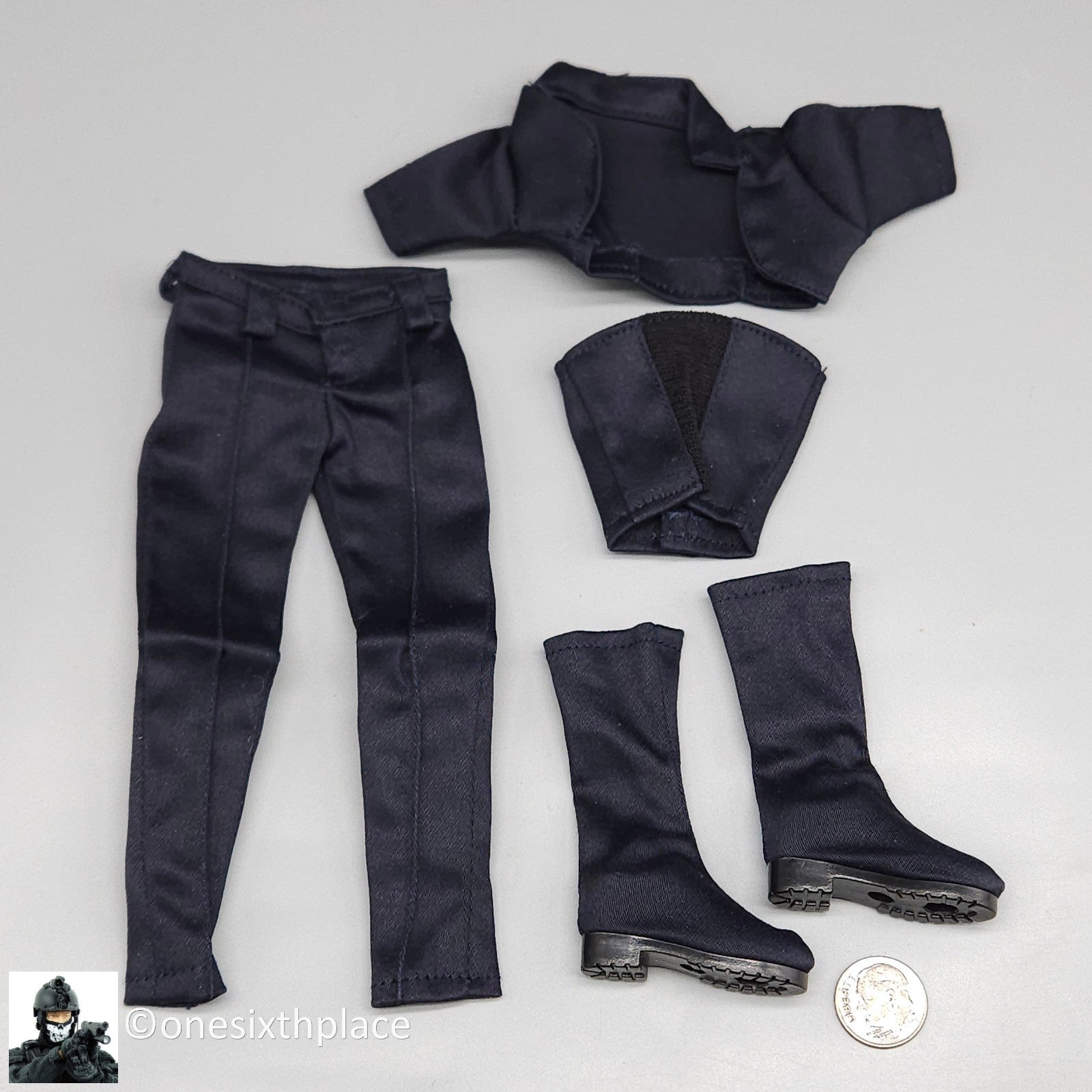 1:6 Triad Toys Female Under Covert Navy Blue Outfit Boots Set for 12" Figures