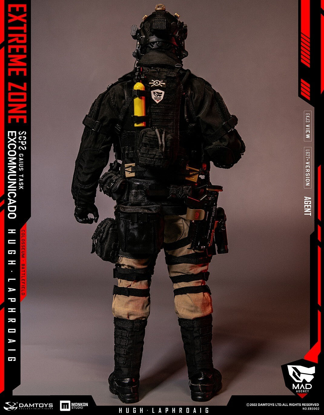 1:6 DamToys Extreme Zone Agent Hugh Laphroaig Hatch Knee Pads for 12" Figures