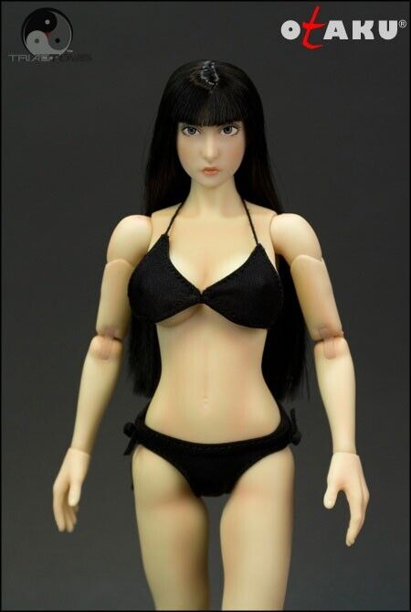 1:6 Triad Toys Otaku 1.0 Pale Female Anime Black Hair Head Sculpt for 12" Figure