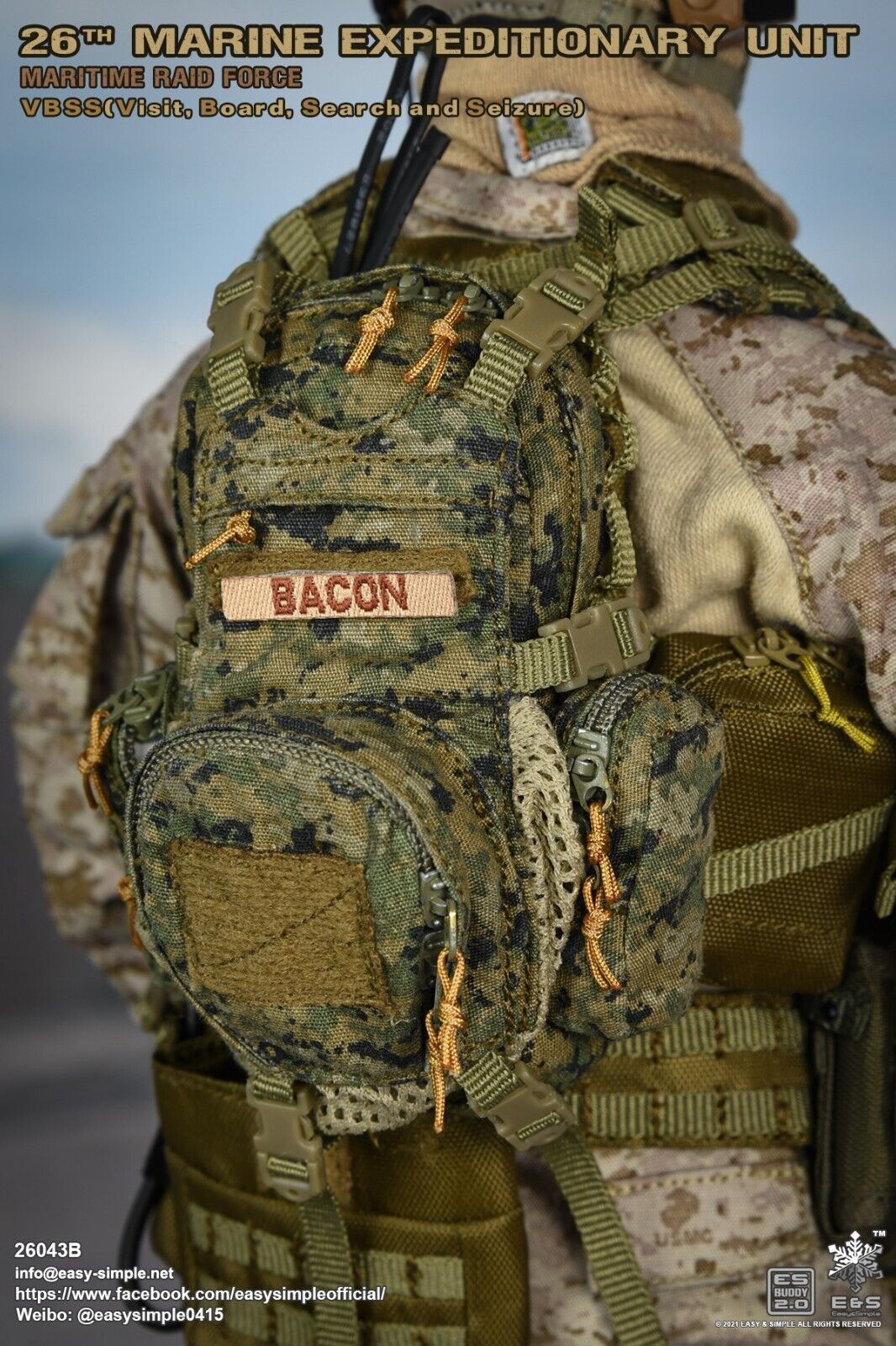 1:6 scale Easy & Simple USMC 26th MEU Coyote Padded MOLLE Belt for 12" Figures