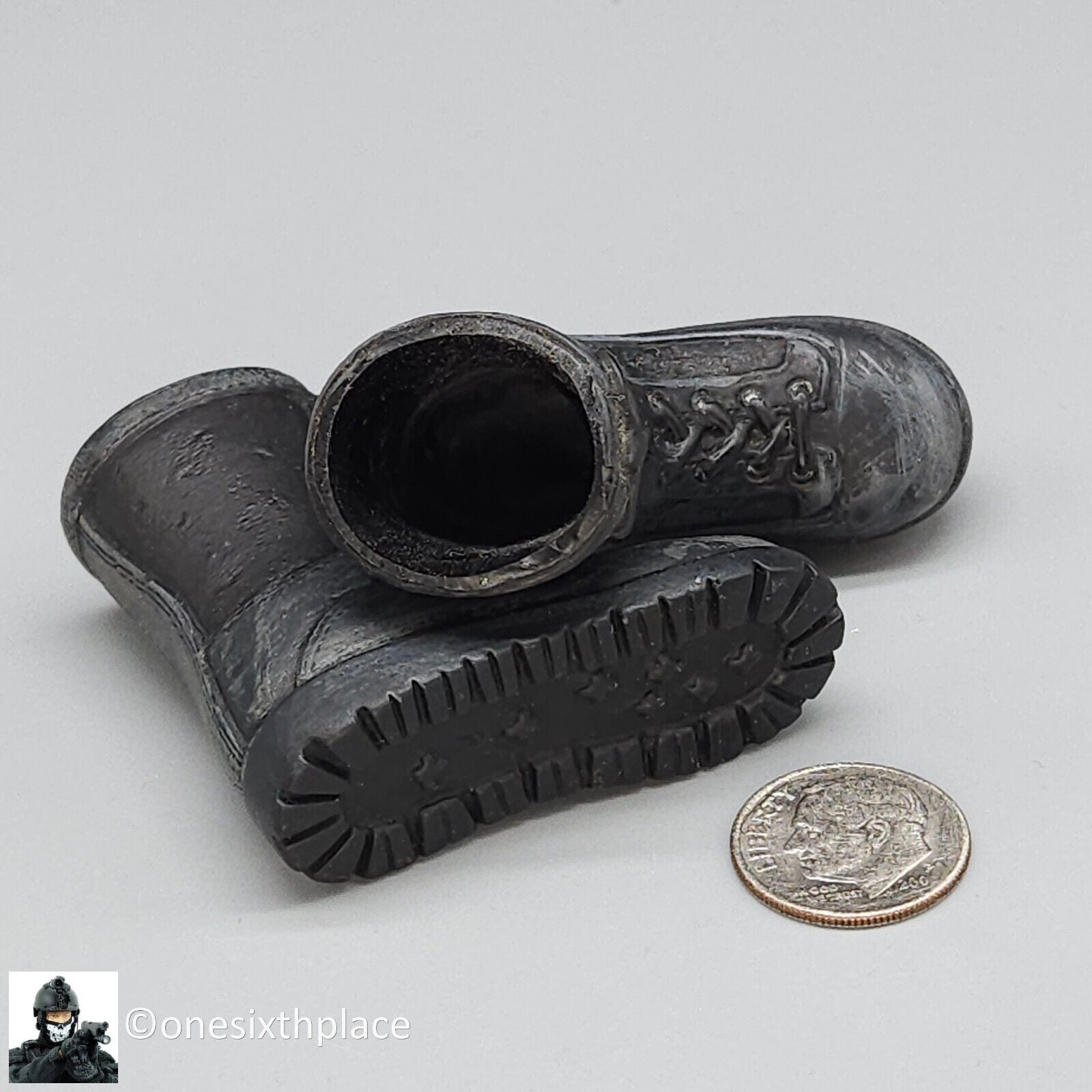 1:6 scale Ultimate Soldier Custom Black Combat Boots (Foot Type) for 12" Figures