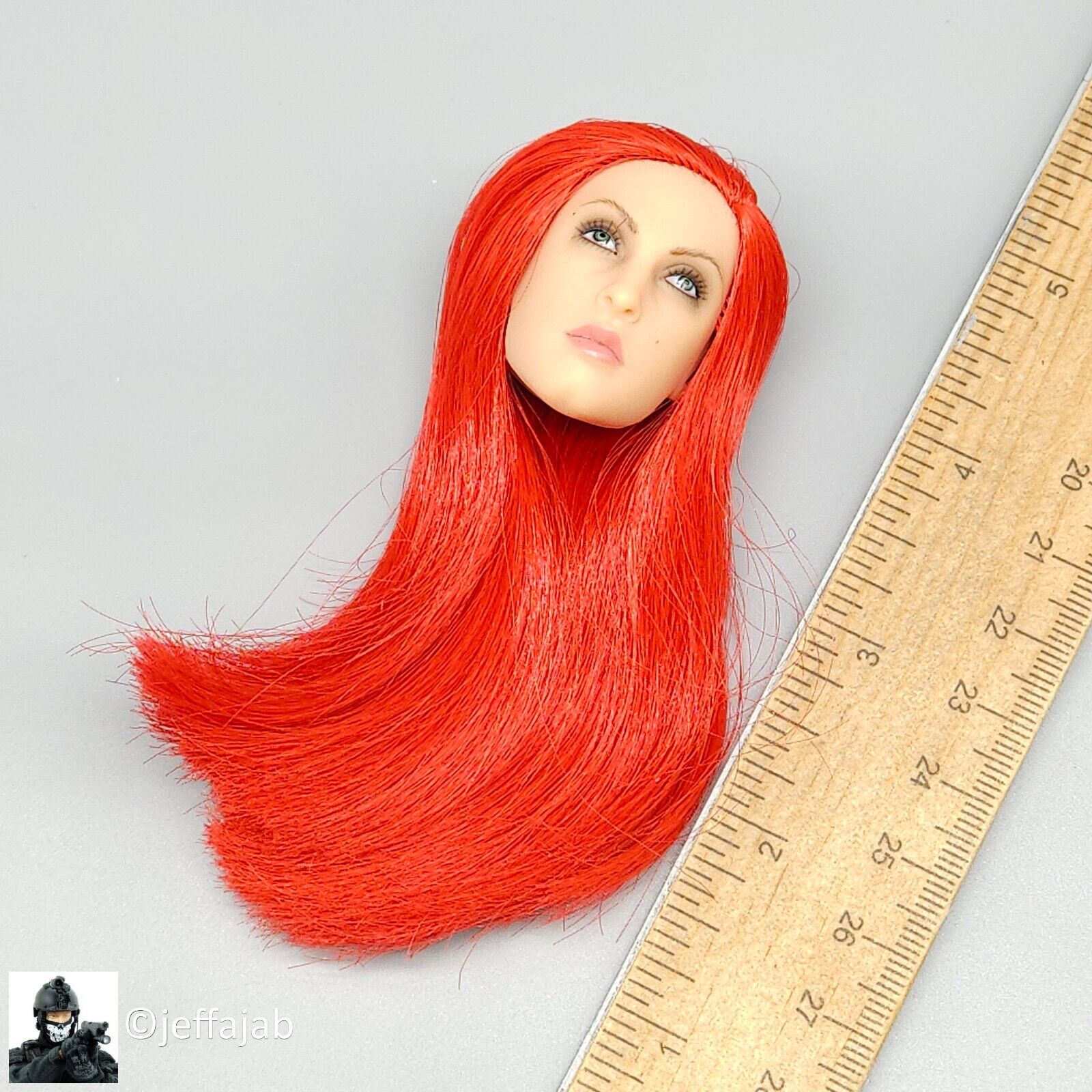 1:6 Triad Toys Female Head Sculpt Series 3 Rose Red Hair for 12" Figures