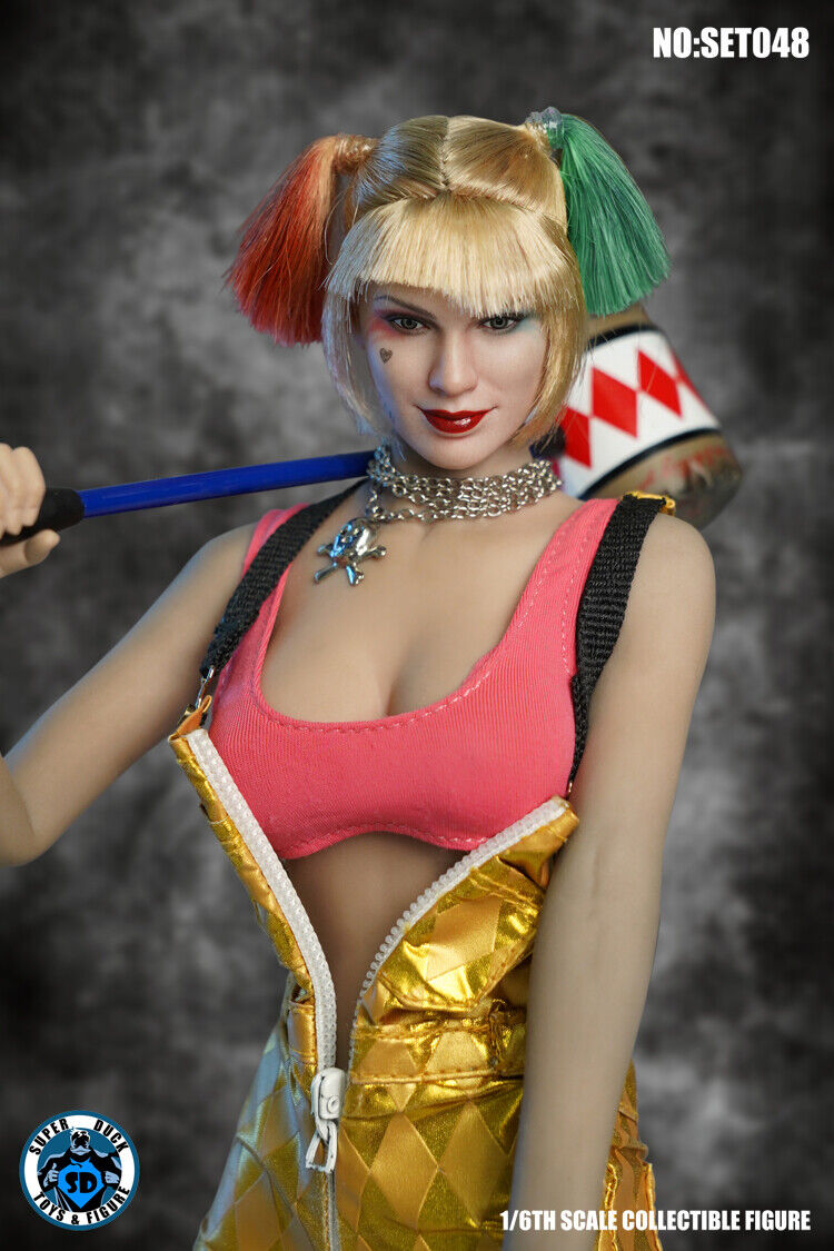1:6 Super Duck The Clown Female Harley Quinn Gold Overalls 12" Phicen TBLeague