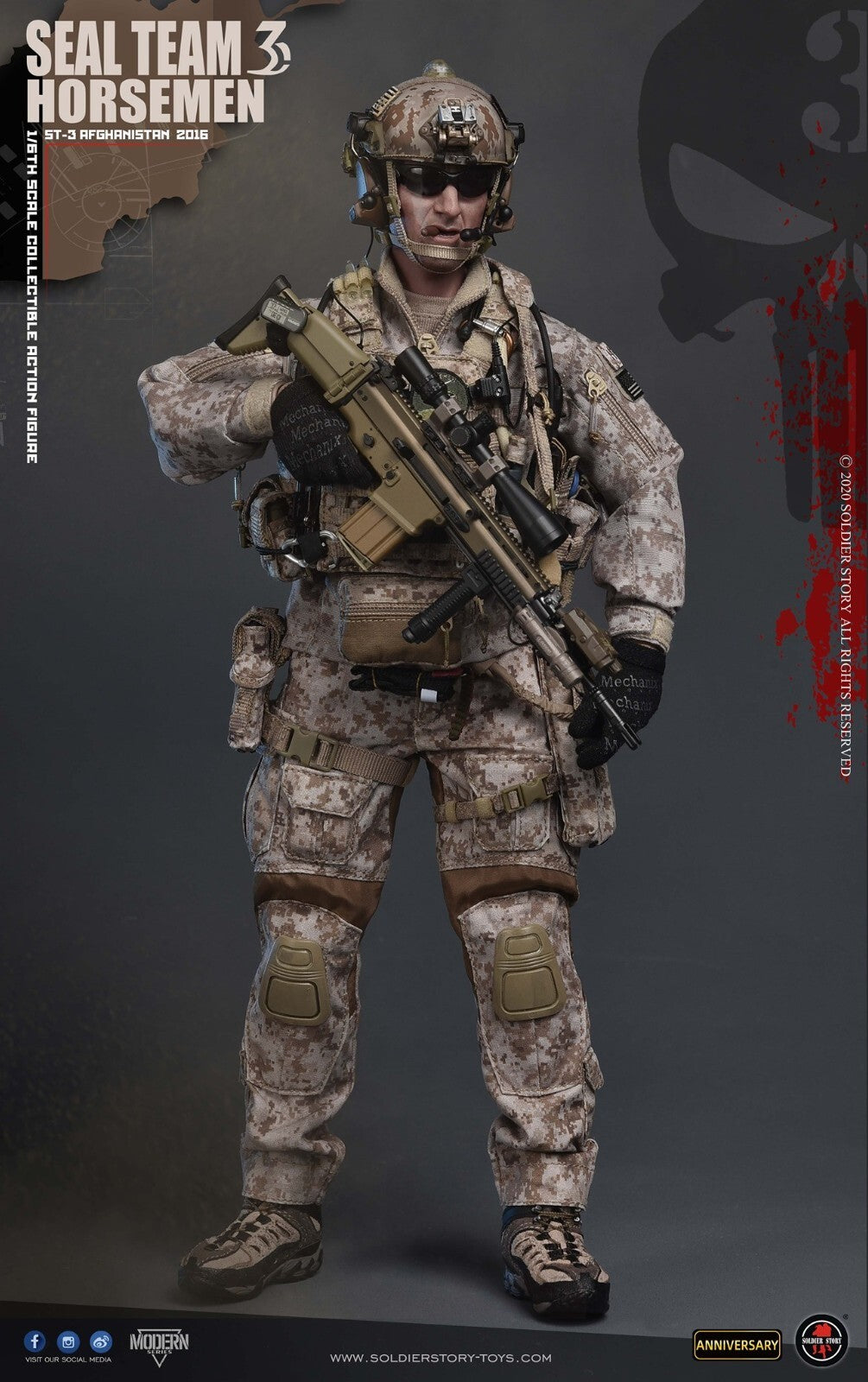 1:6 Soldier Story AOR1 Camo Canteen Pouch for 12" Figures