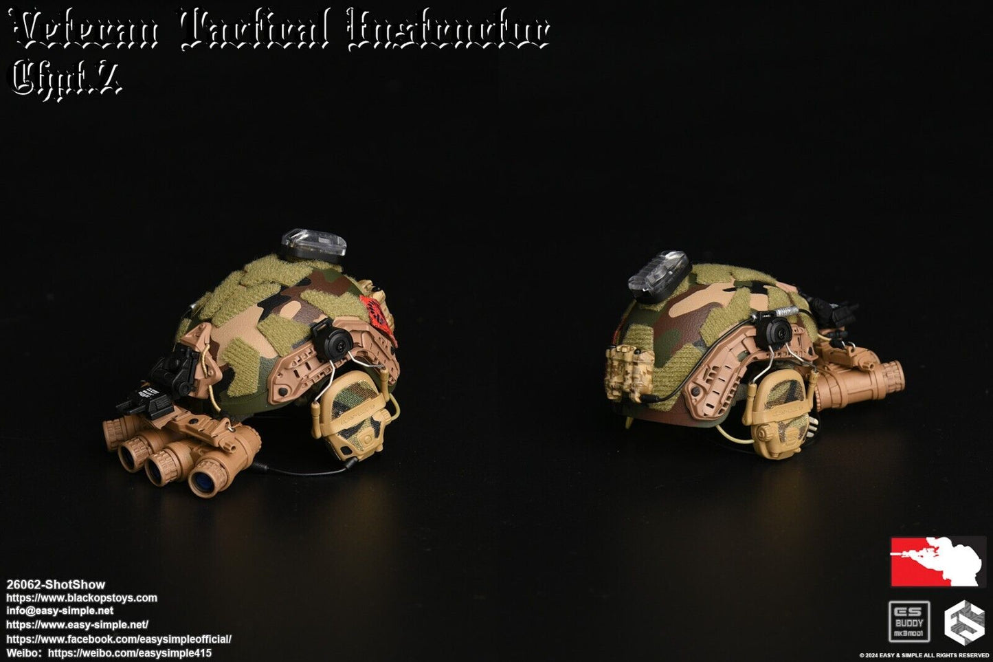 1:6 Easy & Simple Veteran Tactical Instructor Ch II SHOT Show Camo Helmet w/ NVG