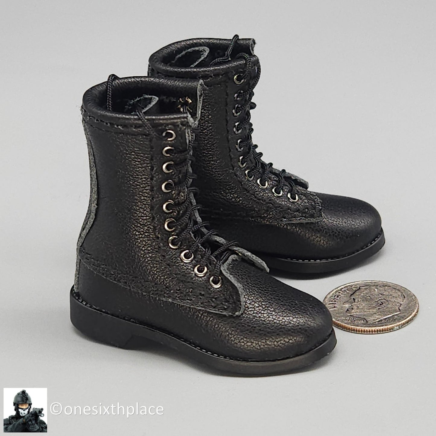 1:6 DID US Navy F-14 Pilot Tom & Nick Black Leather Boots (Foot Type) 12" Figure