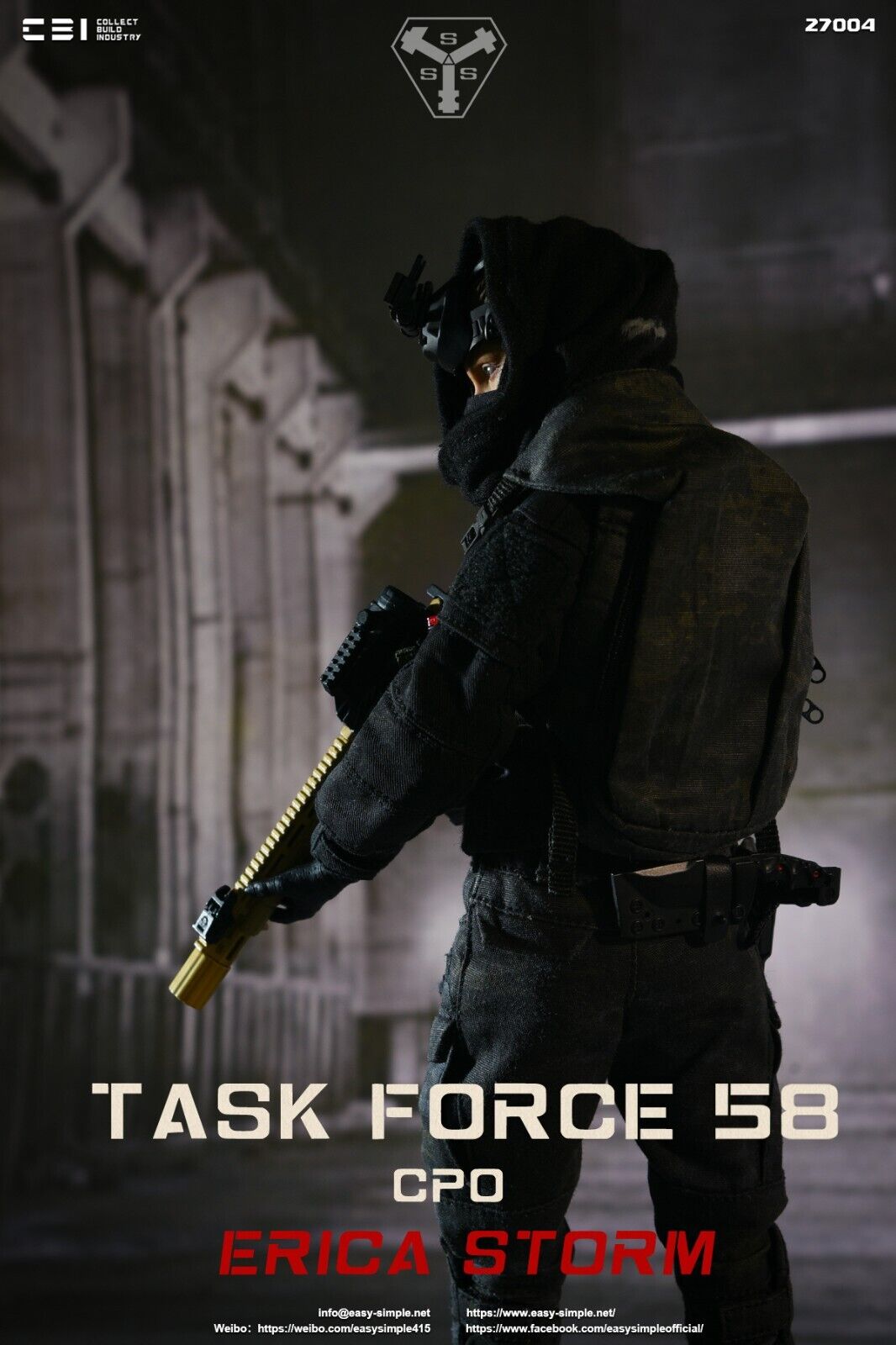 1:6 CBI Task Force 58 Female Erica Storm Black Camo Backpack 12" Figures MCB