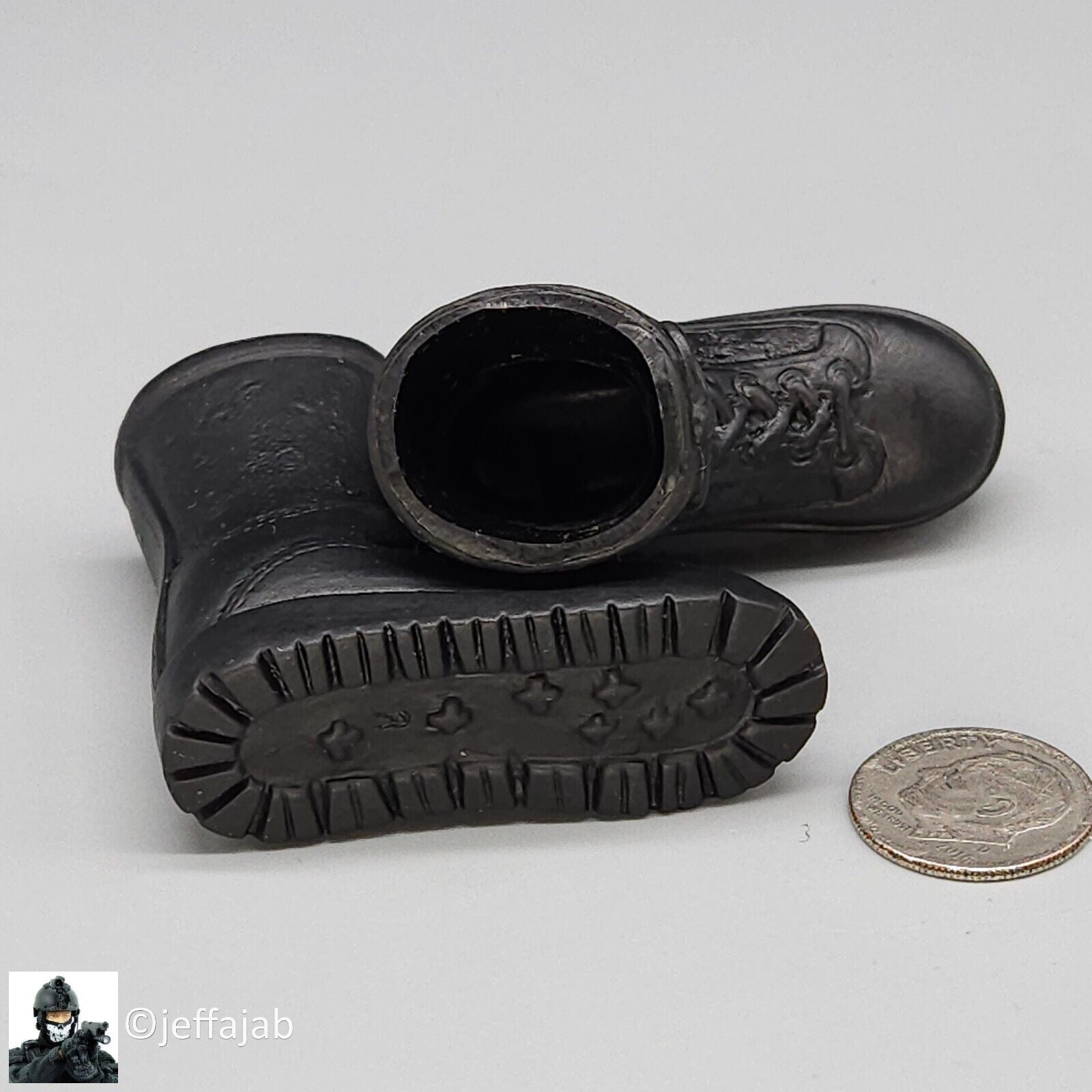 1:6 scale Ultimate Soldier Basic Black Combat Boots (Foot Type) for 12" Figures