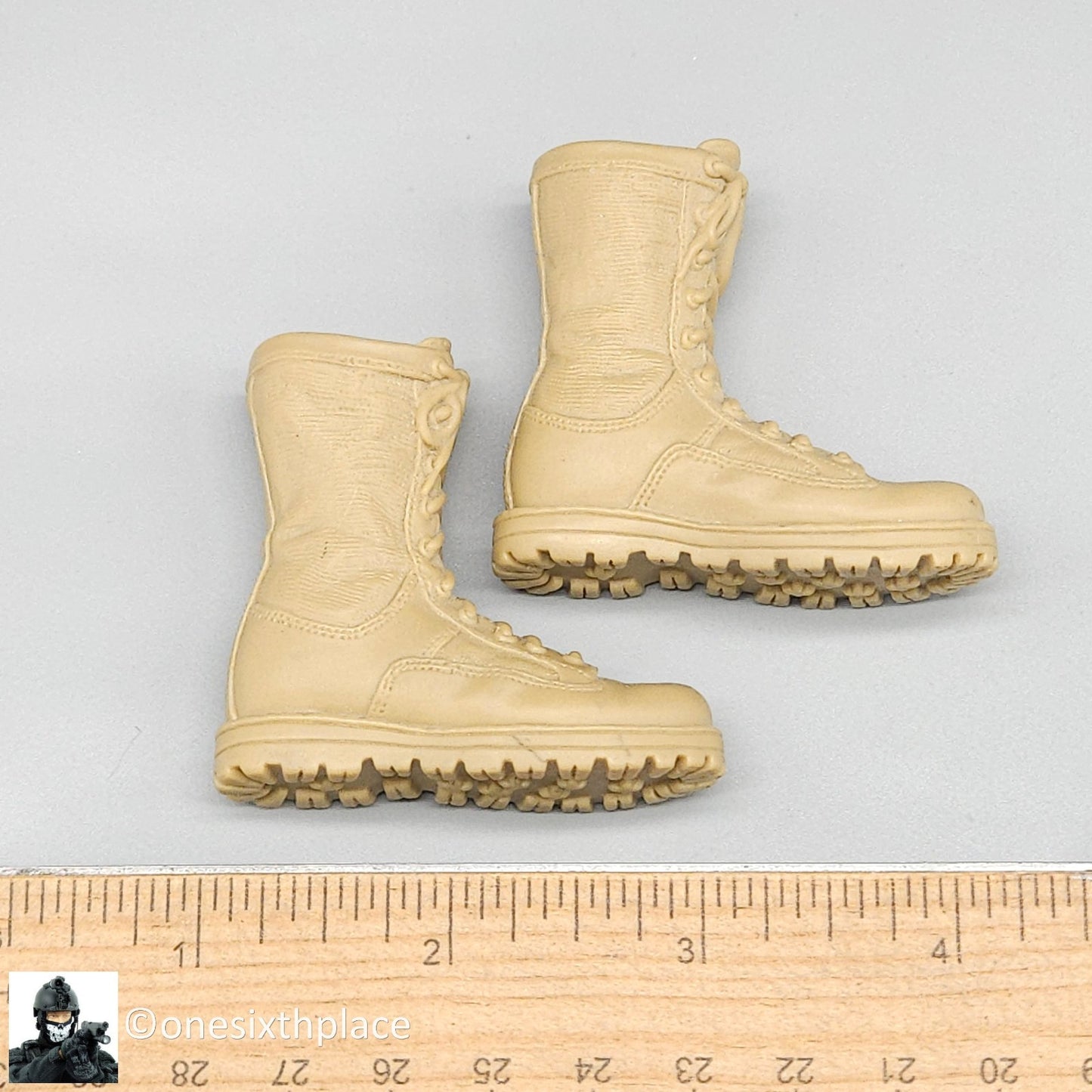 1:6 scale BBI Desert Tan Combat Boots (Foot Type) for 12" Figures