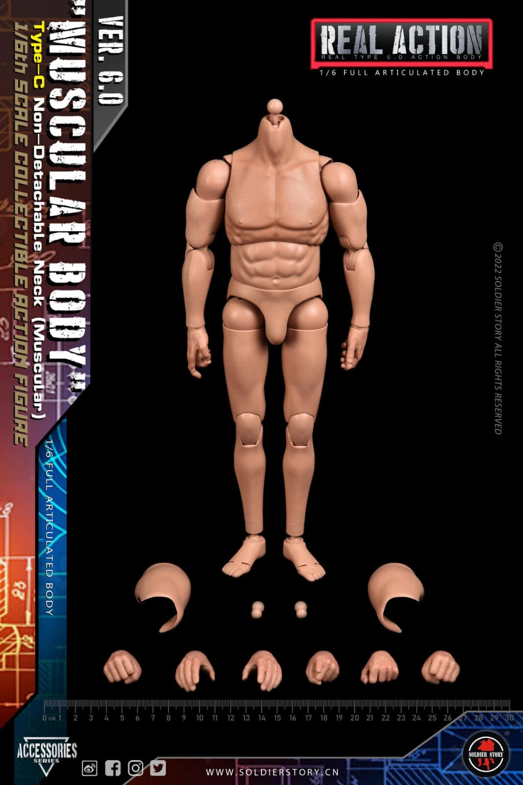 1:6 scale Soldier Story 6.0 Male Type C Muscle Body #2 READ NOTES 12" Figure