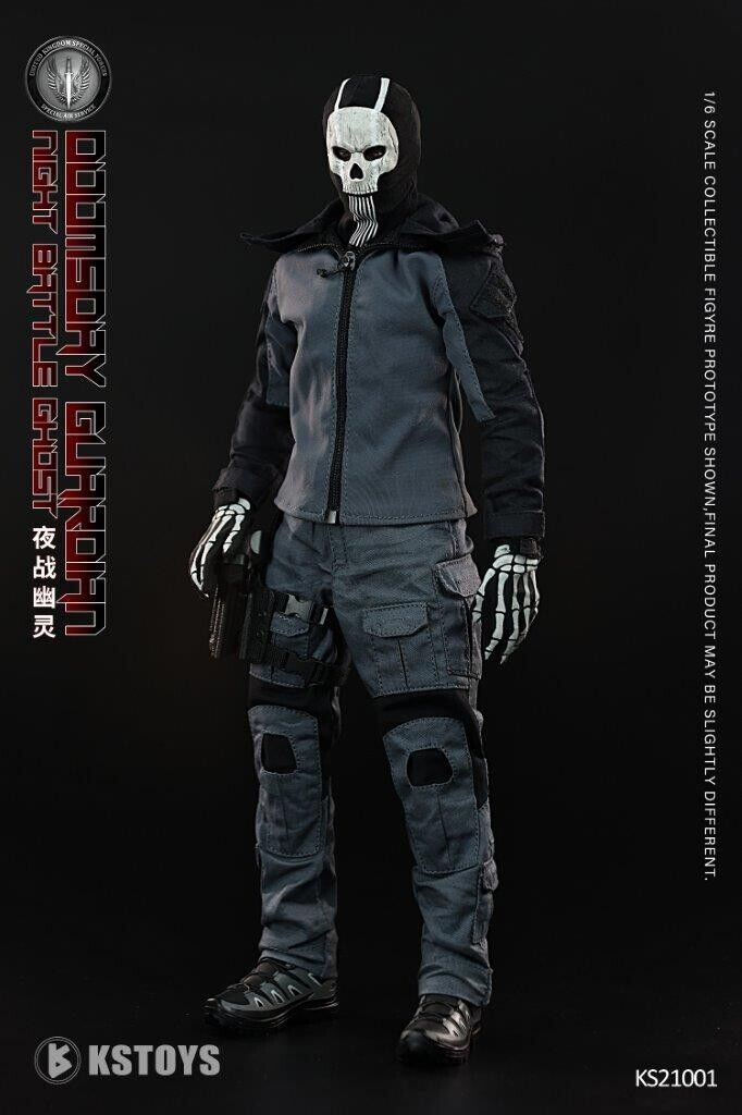 1:6 KSToys Doomsday Guardian Mens Black Tactical Gloved Hands for 12" Figures
