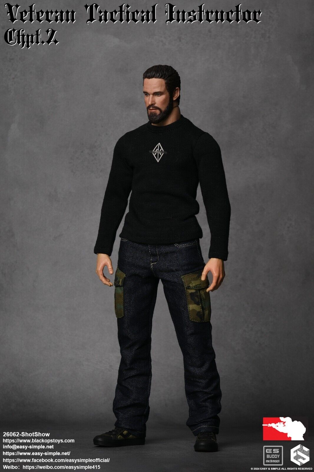 1:6 Easy & Simple Veteran Tactical Instructor Ch. 2 SHOT Show Black Gloved Hands