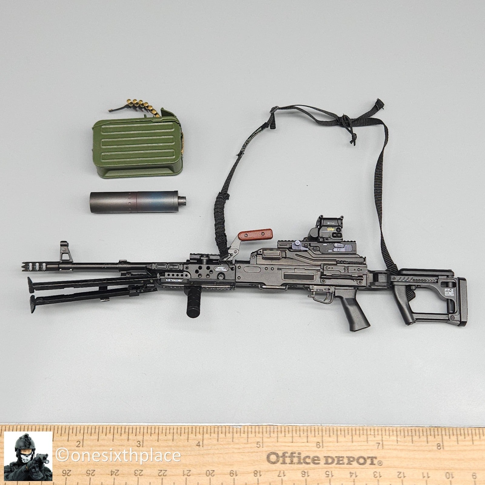 1:6 scale DamToys Russian Spetsnaz MVD SOBR Gunner PKM Machine Gun