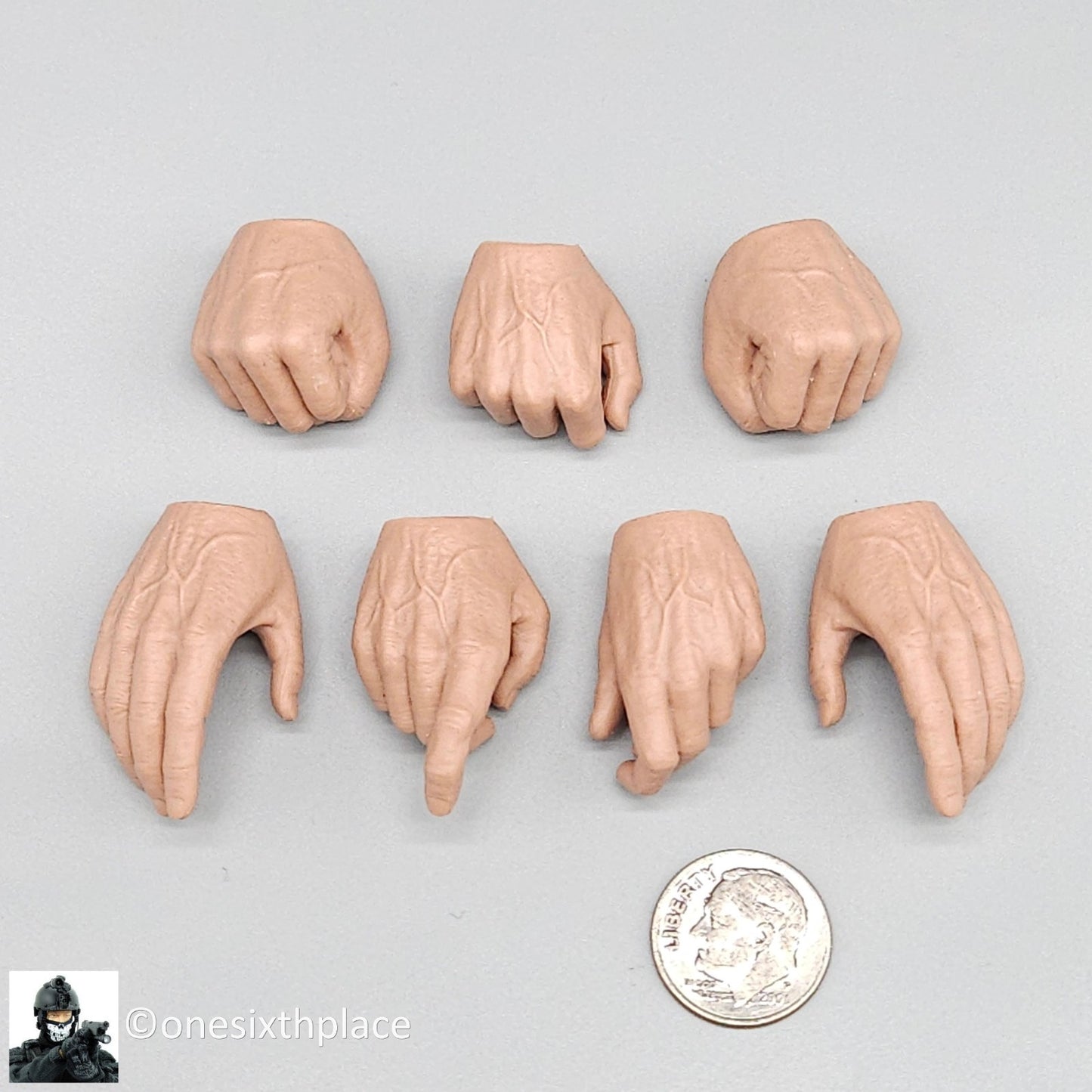 1:6 scale Soldier Story 6.0 Body Male Nude Hands (x7) Set C for 12" Figures