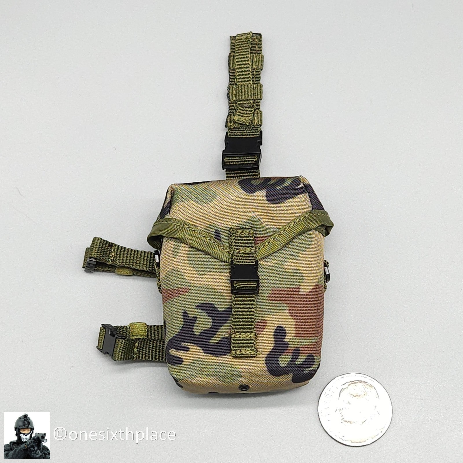 1:6 scale DamToys 75th Ranger Regiment Airborne Woodland Drop Leg Gas Mask Pouch