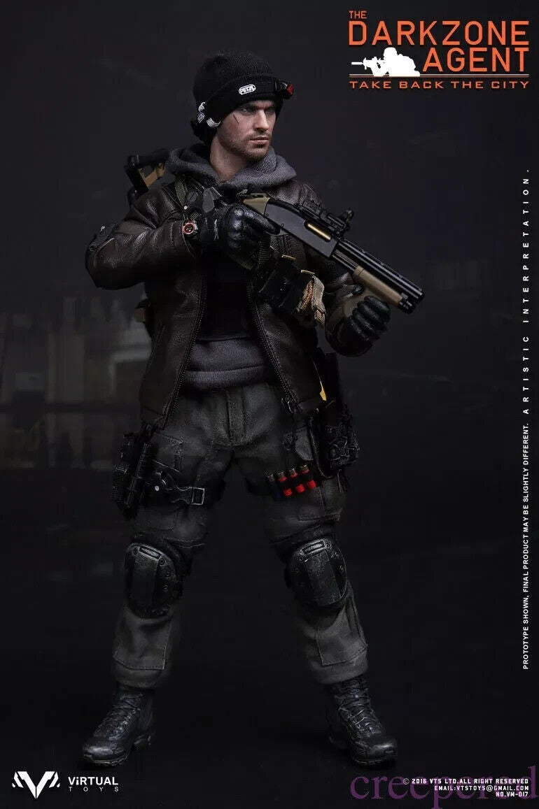 1:6 scale Darkzone Agent Molded Black Boots (Peg Type) for 12" Figures