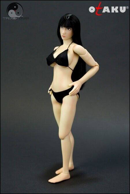 1:6 Triad Toys Otaku 1.0 Pale Female Anime Black Hair Head Sculpt for 12" Figure