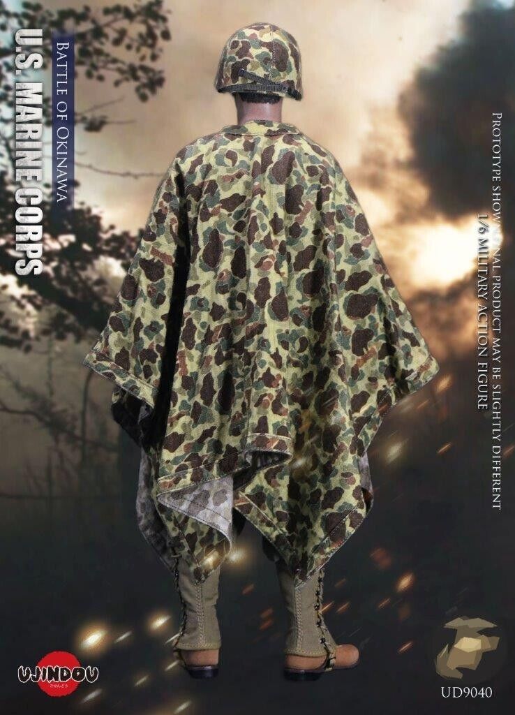 1:6 scale Ujindou WWII US Marine Corps in Okinawa Jungle Camo Poncho 12" Figures