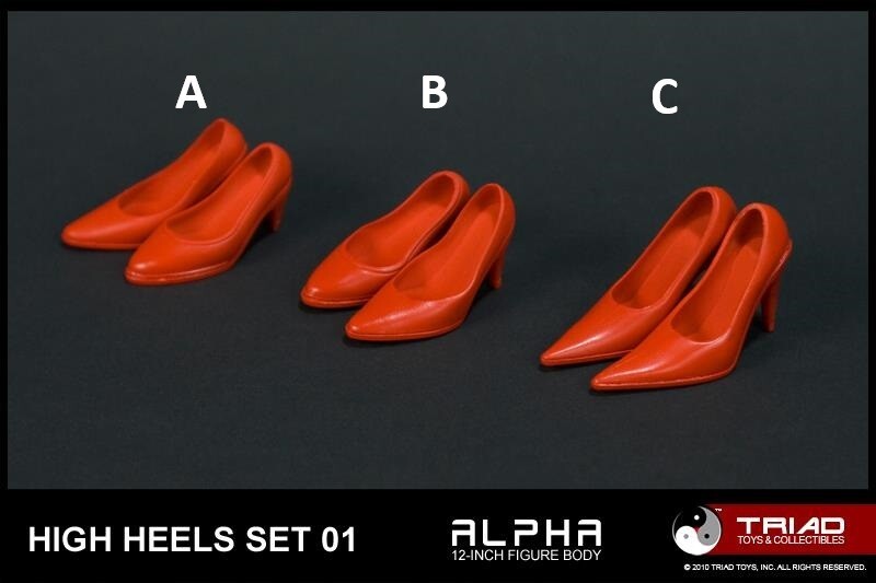 1:6 Triad Toys Female Red High Heels Shoes Style C (Tall Heel) 12" Figures