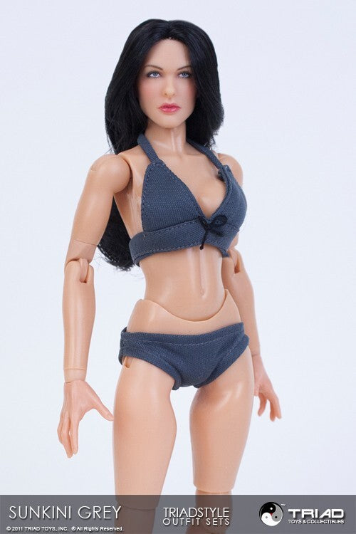 1:6 Triad Toys Sunkini Female Gray Bikini Set for 12" Figures