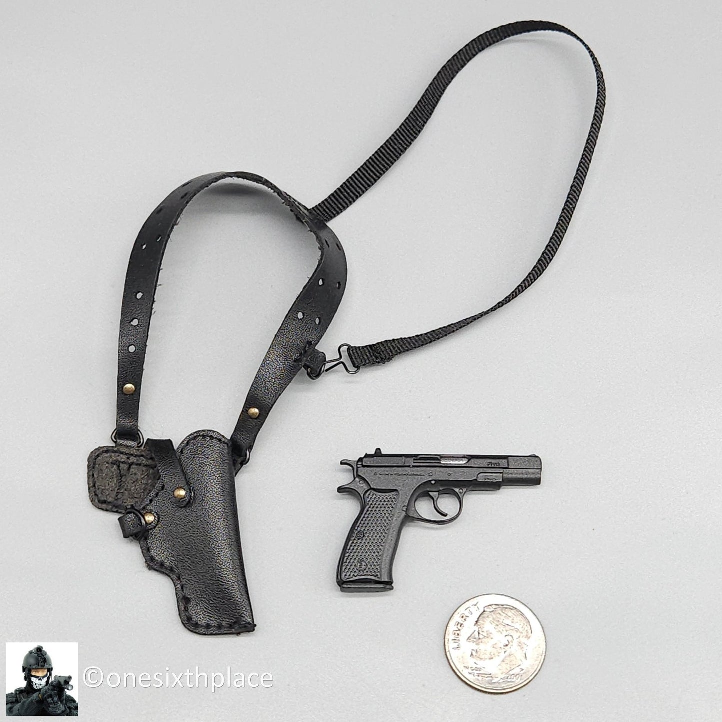 1:6 scale Flagset Serbia Sniper Pistol w/ Shoulder Holster for 12" Figures