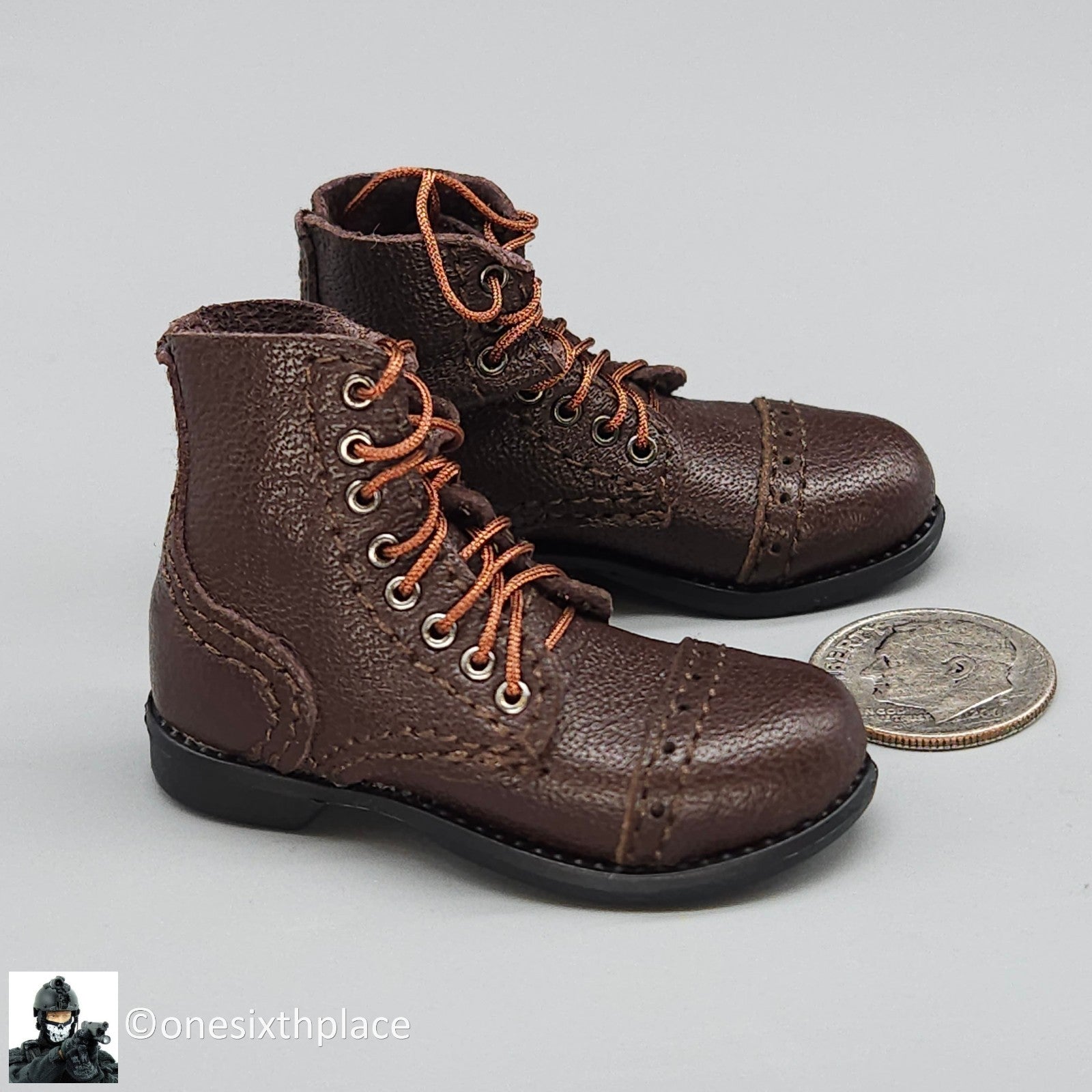 1:6 Scale DiD WWII US 2nd Ranger Battalion Medic Wade Brown Service Shoes Boots