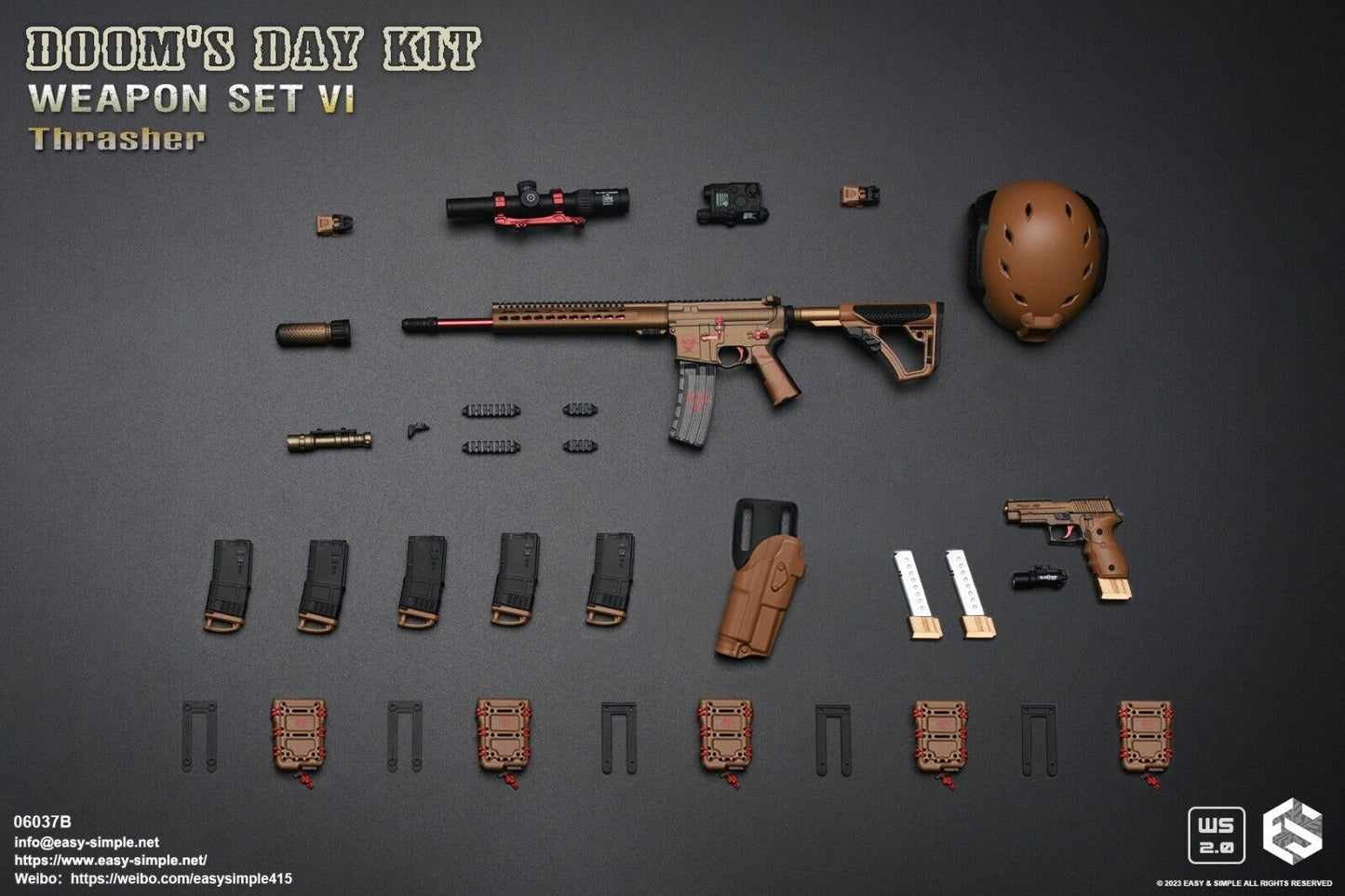 1:6 scale Easy & Simple Doom's Day Coyote Sig Pistol w/ Holster