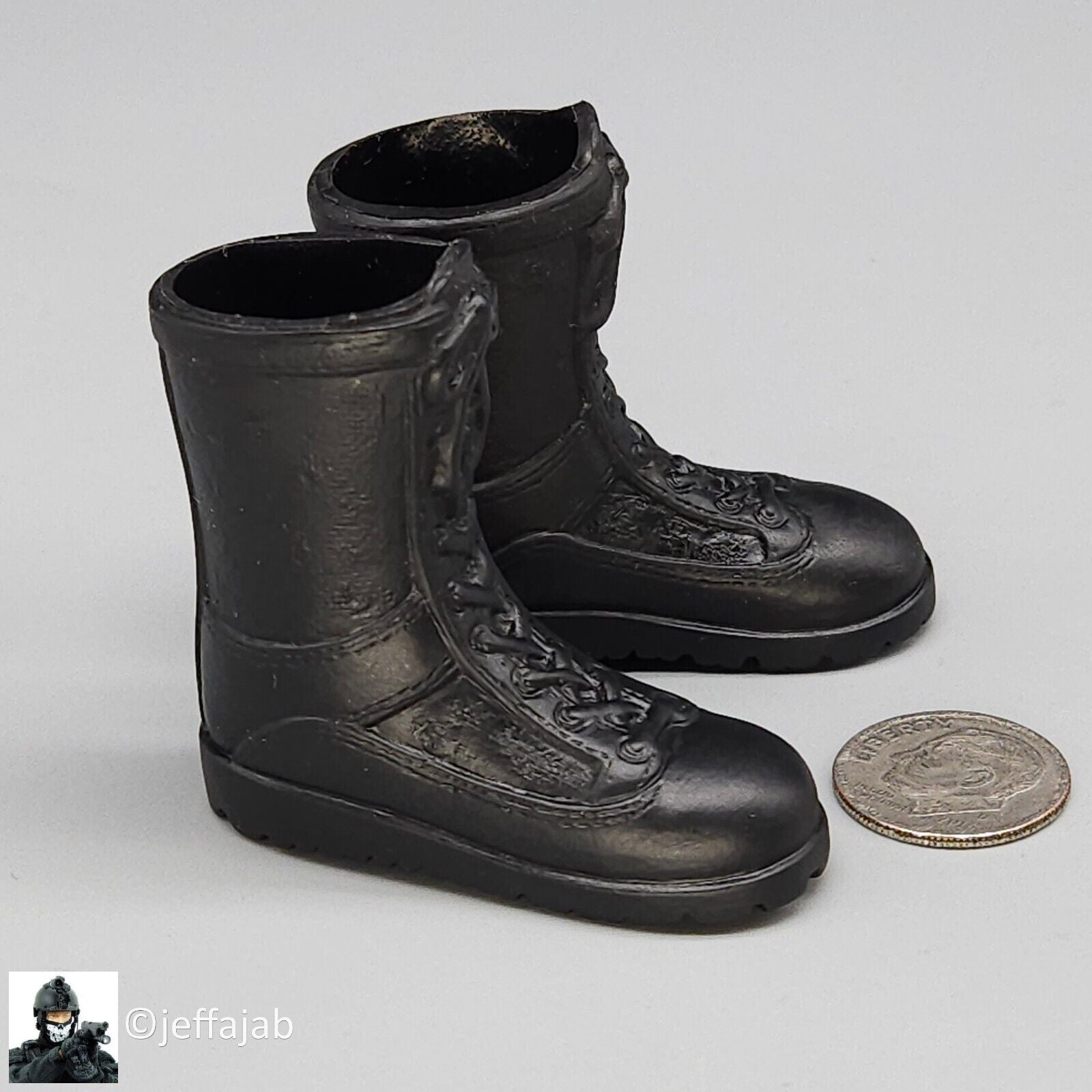 1:6 scale Ultimate Soldier Basic Black Combat Boots (Foot Type) for 12" Figures