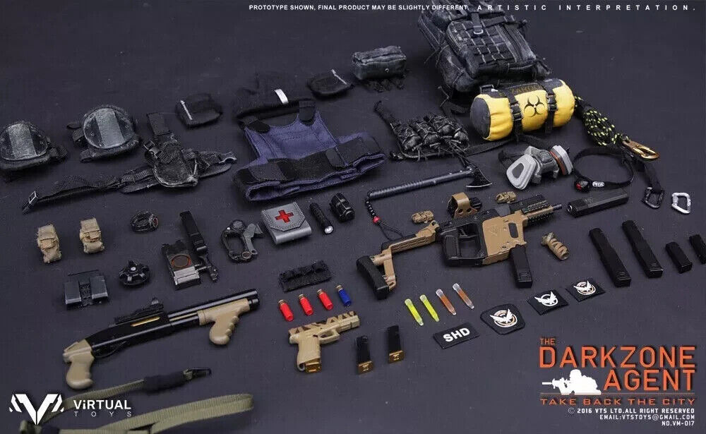 1:6 scale Darkzone Agent Tan Pistol Mag Belt Pouch (x2) for 12" Figures