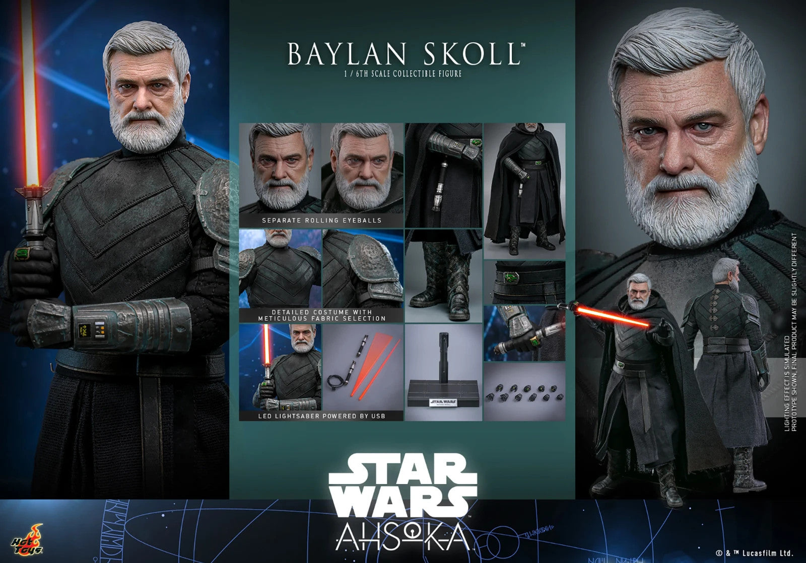 1:6 scale Hot Toys Star Wars Ahsoka Baylan Skoll 12" Action Figure TMS125