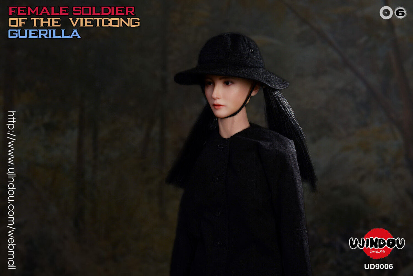 1:6 Ujindou Female Viet Cong Guerilla Black Jungle Hat 12" TBleague Vietnam NVA