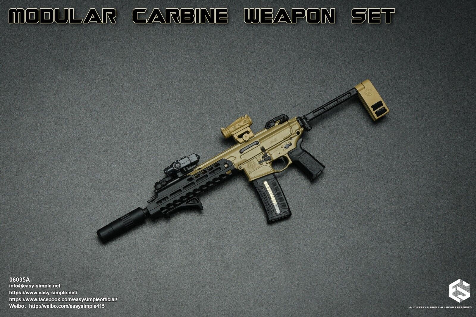 1:6 scale Easy & Simple Modular Carbine Weapon Set A - MCX Virtus Pistol 06035A
