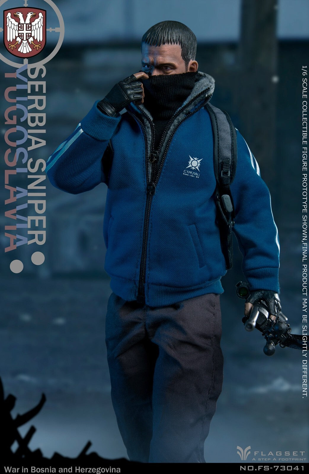1:6 scale Flagset Serbia Sniper Mens Fleece Jacket Coat for !2" Figures