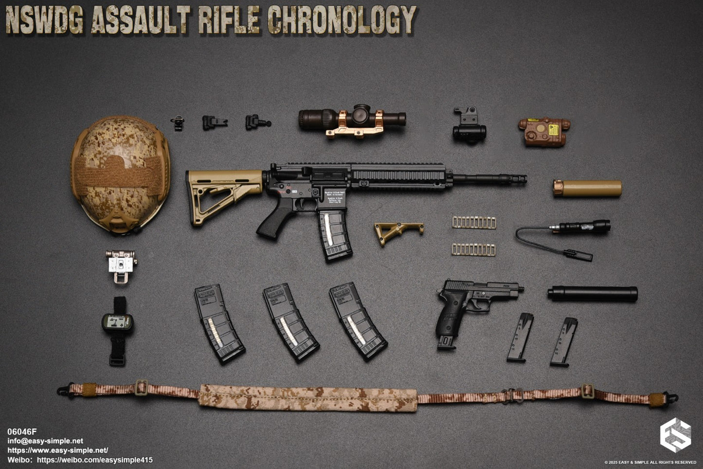 1:6 Easy & Simple NSWDG Assault Rifle Chronology Set F for 12" Figures 06046F