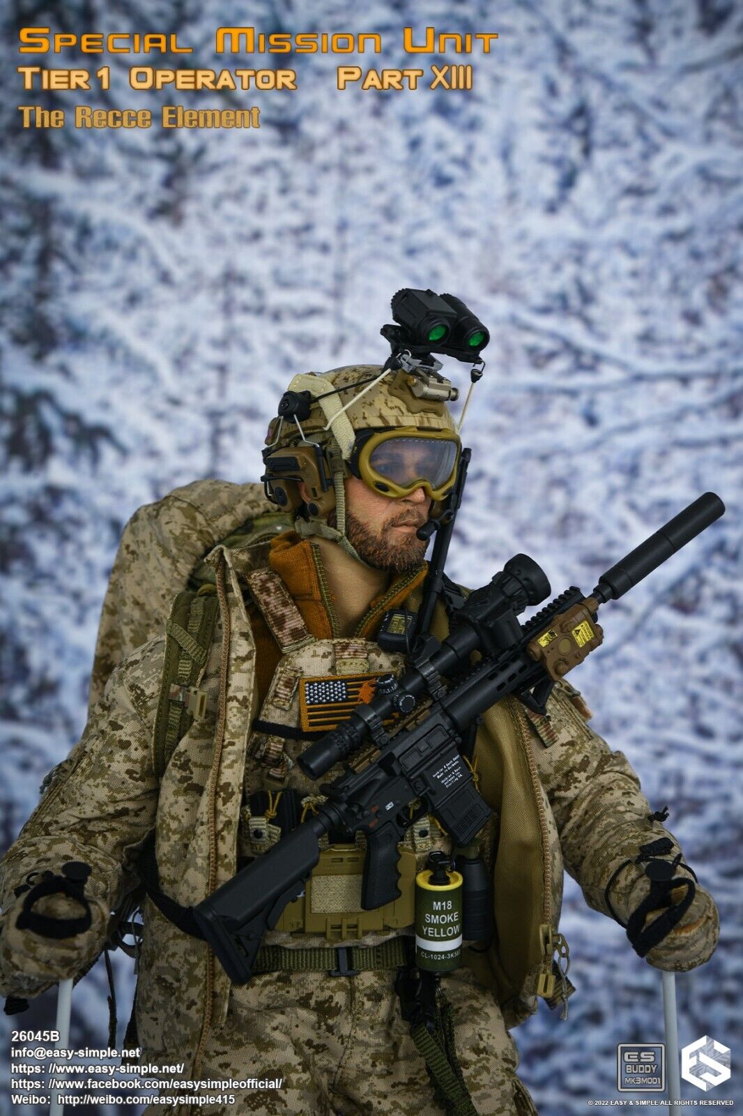 1:6 Easy & Simple Recce Element AOR1 Camo FAST Helmet w/ NVG Set for 12" Figures