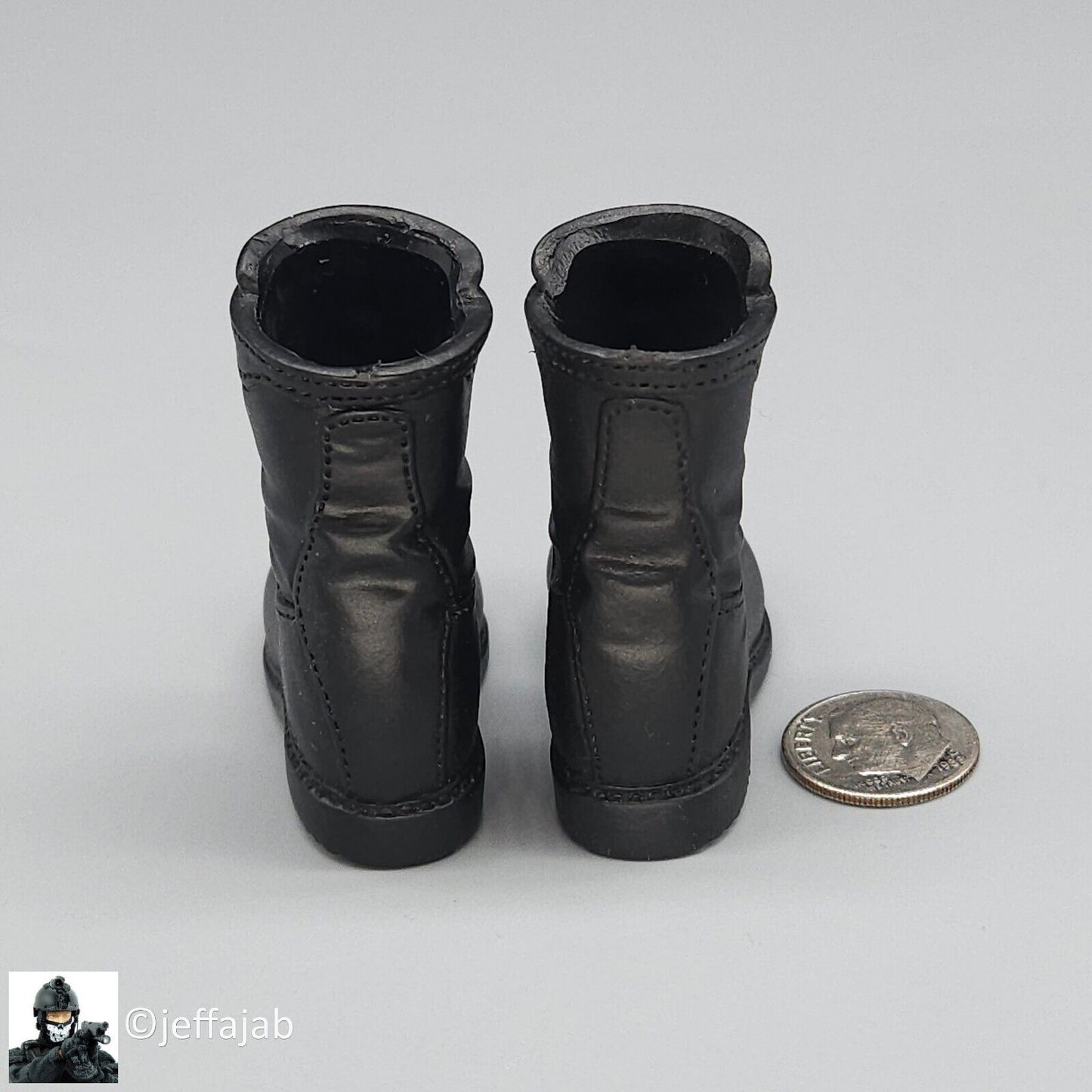 1:6 scale Dragon Navy SEAL Rick Black Combat Boots (Foot Type) for 12" Figures