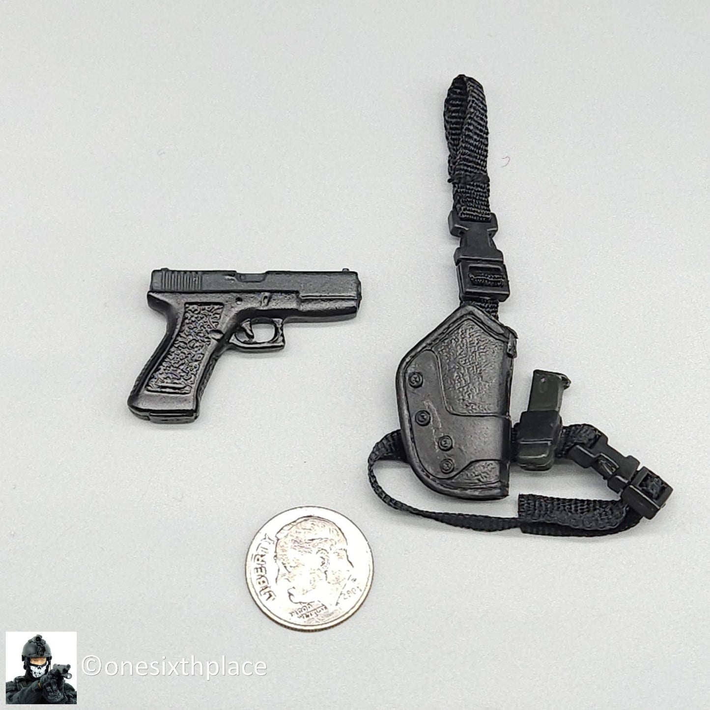 1:6 scale BBI SWAT Team Barret Metal Pistol w/ Leg Holster for 12" Figures
