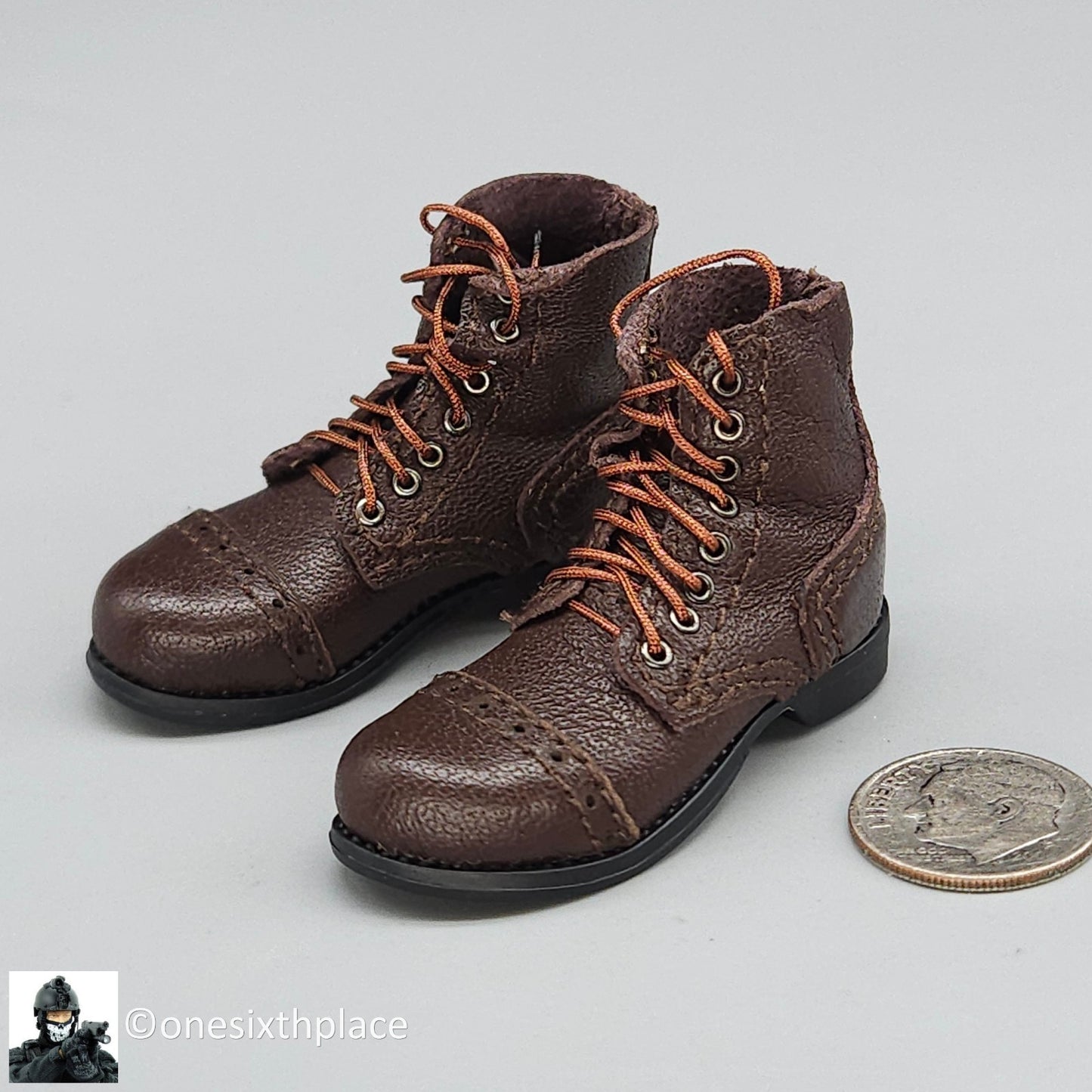 1:6 Scale DiD WWII US 2nd Ranger Battalion Medic Wade Brown Service Shoes Boots