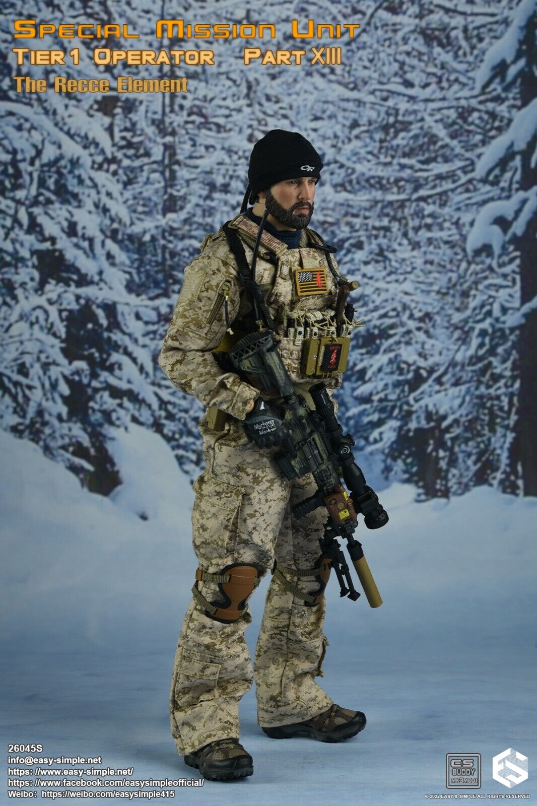 1:6 Easy & Simple Recce Element Camo HK 417 Sharpshooter Rifle for 12" Figures